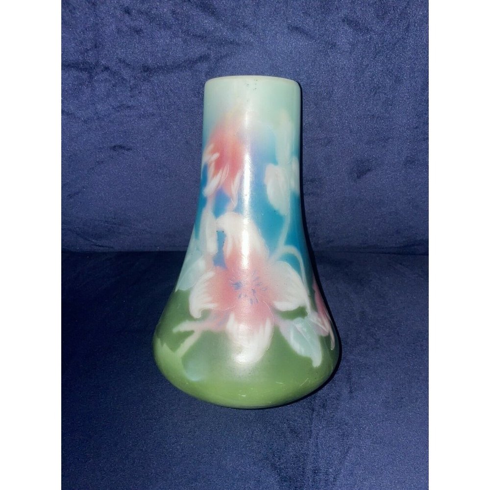 Antique Fostoria Hand-painted Floral Vase